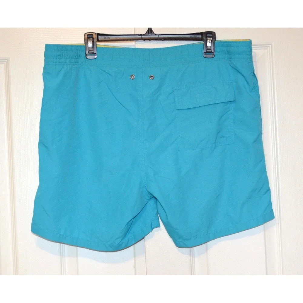Polo Ralph Lauren Blue Swim Trunks Mens L Mesh Brief Drawstring‎ Yellow Pony